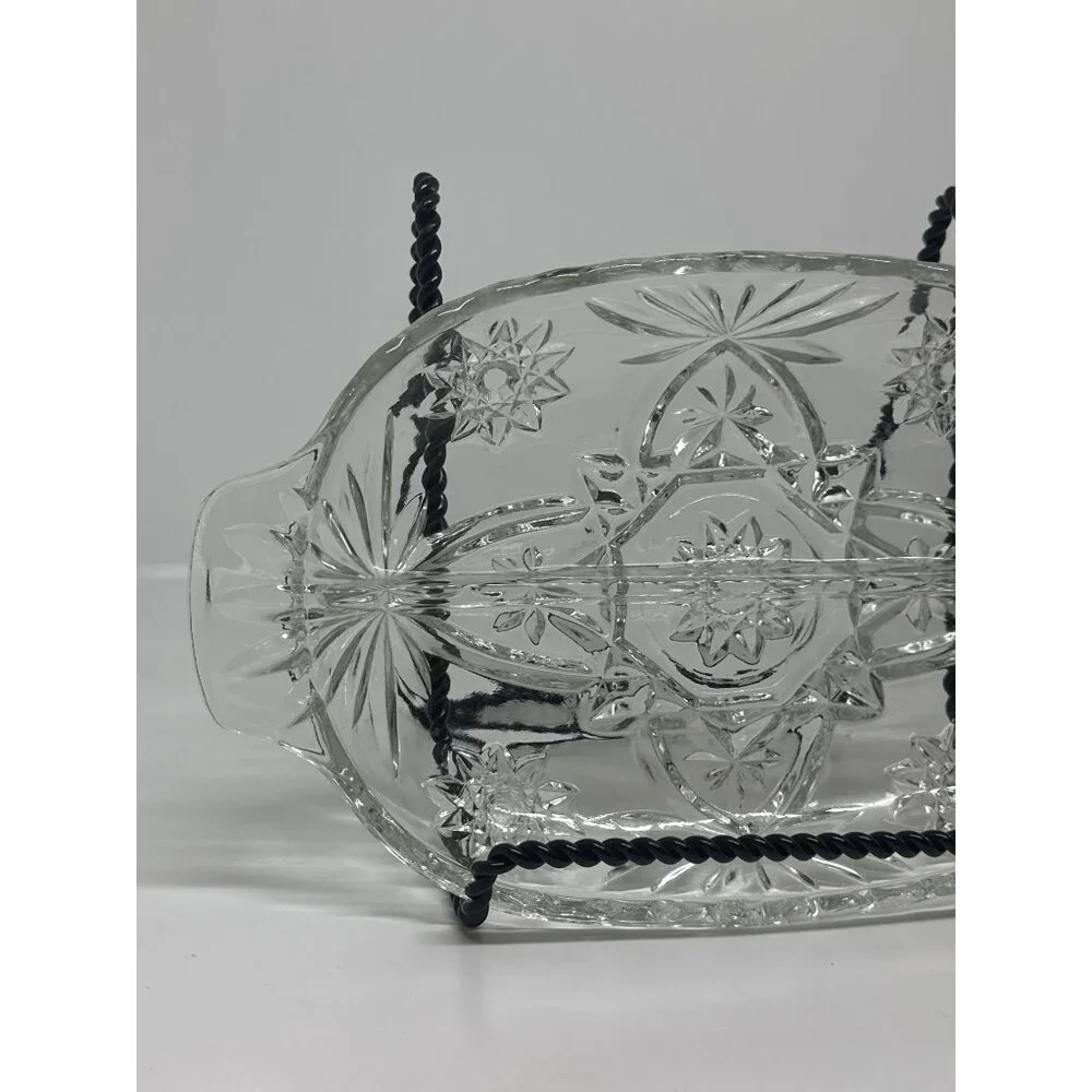 VTG Anchor Hocking‎ EAPC Star oDavid Divided Relish Dish Clear Pressed Glass 10